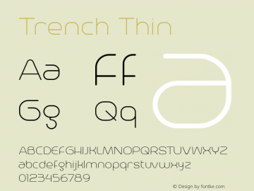 Trench Thin Version 1.000 2013 initial release Font Sample