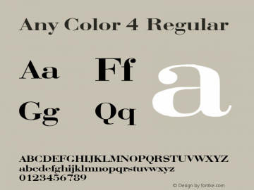 Any Color 4 Regular 1.0 Sun Apr 23 12:59:07 1995 Font Sample
