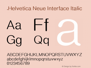 .Helvetica Neue Interface Italic 10.0d35e1 Font Sample