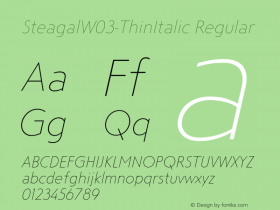 SteagalW03-ThinItalic Regular Version 1.00 Font Sample