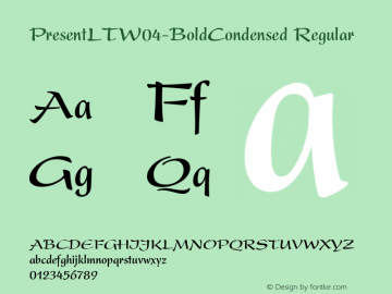 PresentLTW04-BoldCondensed Regular Version 1.00 Font Sample