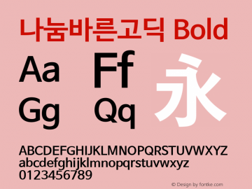 나눔바른고딕 Bold Version 1.000 2013 initial release图片样张