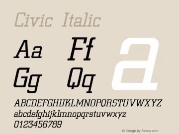 Civic Italic The IMSI MasterFonts Collection, tm 1995 IMSI Font Sample