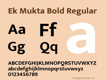 Ek Mukta Bold Regular Version 2.015;PS 1.2;hotconv 1.0.79;makeotf.lib2.5.61930图片样张