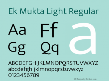 Ek Mukta Light Regular Version 2.015;PS 1.2;hotconv 1.0.79;makeotf.lib2.5.61930图片样张