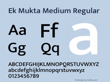 Ek Mukta Medium Regular Version 2.015;PS 1.2;hotconv 1.0.79;makeotf.lib2.5.61930图片样张