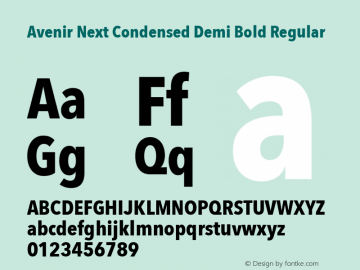 Avenir Next Condensed Demi Bold Regular 8.0d5e6 Font Sample