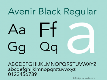 Avenir Black Regular 8.0d5e4图片样张