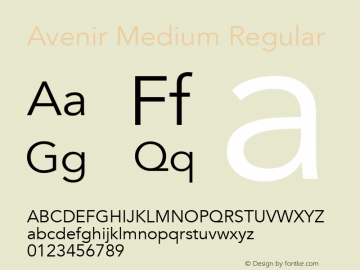 Avenir Medium Regular 8.0d5e4图片样张