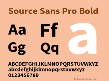 Source Sans Pro Bold Version 1.050;PS Version 1.000;hotconv 1.0.70;makeotf.lib2.5.5900 Font Sample