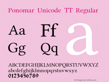 Ponomar Unicode TT Regular 1.0 Font Sample