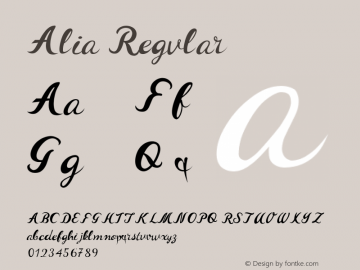 Alia Regular Version 1.000 Font Sample