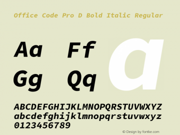 Office Code Pro D Bold Italic Regular Version 1.004 Font Sample