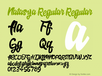 Natasya Regular Regular Version 1.0 Font Sample