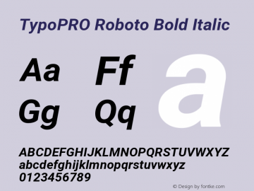 TypoPRO Roboto Bold Italic Version 2.001047; 2015 Font Sample