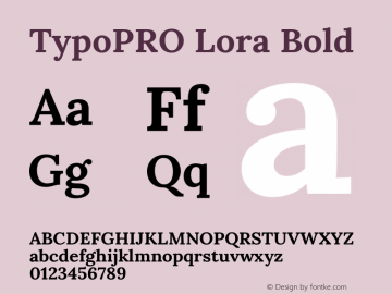 TypoPRO Lora Bold Version 1.014 Font Sample