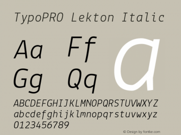 TypoPRO Lekton Italic Version 3.000 Font Sample