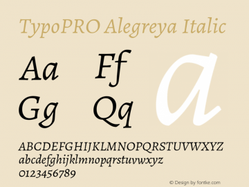 TypoPRO Alegreya Italic Version 1.003 Font Sample