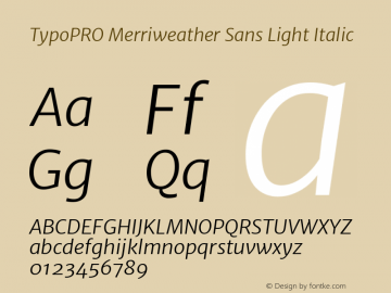 TypoPRO Merriweather Sans Light Italic Version 1.000图片样张
