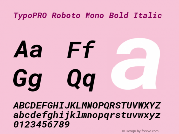TypoPRO Roboto Mono Bold Italic Version 2.000985; 2015; ttfautohint (v1.3)图片样张