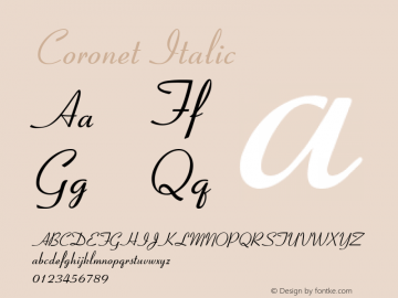 Coronet Italic Version 1.02a图片样张