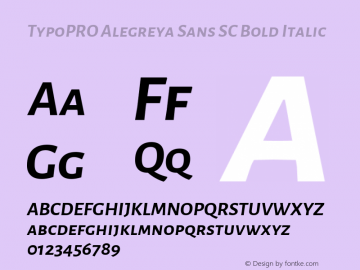 TypoPRO Alegreya Sans SC Bold Italic Version 1.000;PS 001.000;hotconv 1.0.70;makeotf.lib2.5.58329 DEVELOPMENT图片样张