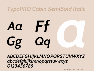 TypoPRO Cabin SemiBold Italic Version 1.005图片样张