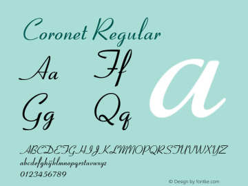 Coronet Regular Version 1.05 Font Sample