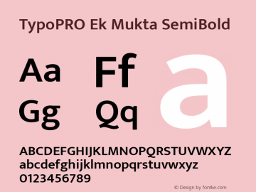 TypoPRO Ek Mukta SemiBold Version 1.2 Font Sample