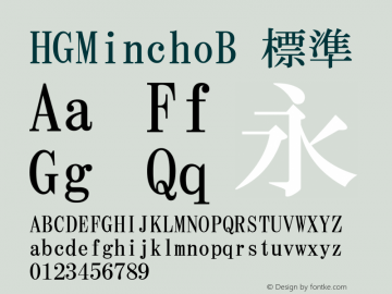 HGMinchoB 標準 Version 3.00 Font Sample