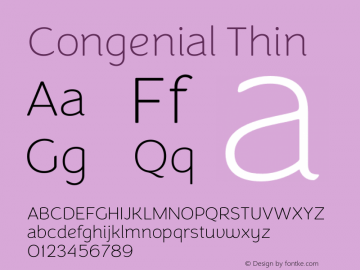 Congenial Thin Version 1.000 Font Sample