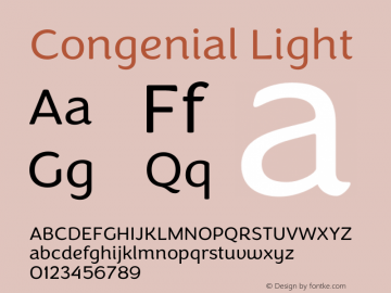 Congenial Light Version 1.000 Font Sample