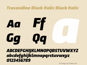Trasandina Black Italic Black Italic 1.000 Font Sample