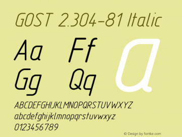 GOST 2.304-81 Italic Version 0.5 Font Sample