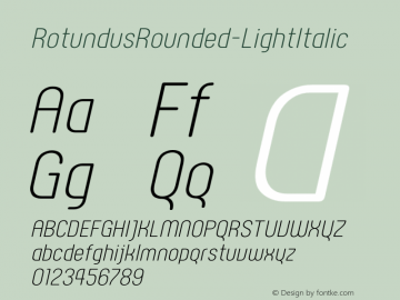 RotundusRounded-LightItalic ☞ Version 2.000;com.myfonts.dayflash.rotundus-rounded.light-italic.wfkit2.3BKp图片样张