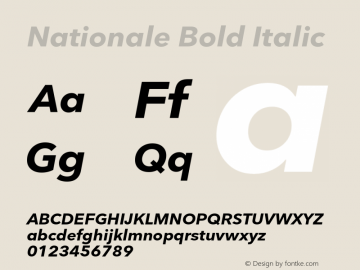 Nationale Bold Italic Version 1.002图片样张