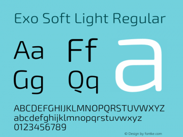 Exo Soft Light Regular Version 1.001;PS 001.001;hotconv 1.0.70;makeotf.lib2.5.58329 Font Sample