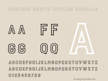 Burford Rustic Outline Regular Version 1.000 Font Sample