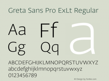 Greta Sans Pro ExLt Regular Version 1.0; 2014 Font Sample