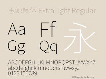 思源黑体 ExtraLight Regular Version 1.003;PS 1.002;hotconv 1.0.82;makeotf.lib2.5.63406图片样张