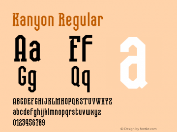 Kanyon Regular Version 2.000 Font Sample