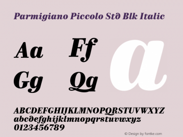 Parmigiano Piccolo Std Blk Italic Version 1.0; 2014图片样张