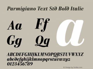 Parmigiano Text Std Bold Italic Version 1.0; 2014图片样张