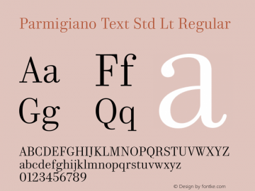 Parmigiano Text Std Lt Regular Version 1.0; 2014 Font Sample
