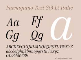 Parmigiano Text Std Lt Italic Version 1.0; 2014 Font Sample