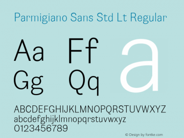 Parmigiano Sans Std Lt Regular Version 1.0; 2014图片样张