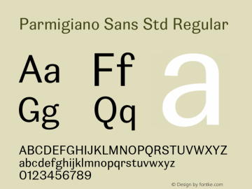 Parmigiano Sans Std Regular Version 1.0; 2014图片样张