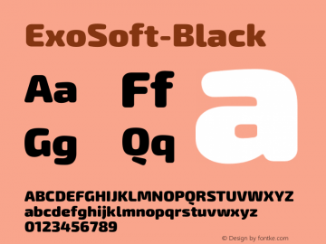 ExoSoft-Black ☞ Version 1.001;PS 001.001;hotconv 1.0.70;makeotf.lib2.5.58329;com.myfonts.easy.ndiscovered.exo-soft.black.wfkit2.version.4p8T Font Sample