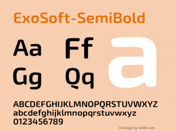 ExoSoft-SemiBold ☞ Version 1.001;PS 001.001;hotconv 1.0.70;makeotf.lib2.5.58329;com.myfonts.easy.ndiscovered.exo-soft.semi-bold.wfkit2.version.4p91图片样张