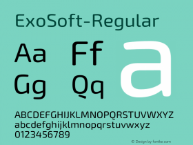 ExoSoft-Regular ☞ Version 1.001;PS 001.001;hotconv 1.0.70;makeotf.lib2.5.58329;com.myfonts.easy.ndiscovered.exo-soft.regular.wfkit2.version.4p95 Font Sample